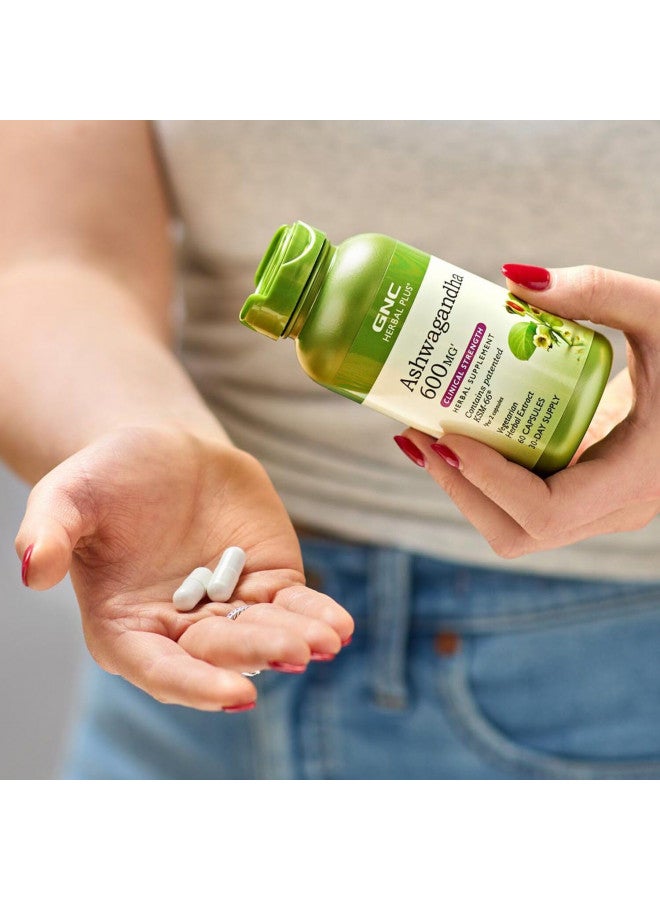 GNC جي إن سي هيربال بلس أشواغاندا 600 ملغ، 60 كبسولة، يدعم استجابة صحية للتوتر - Image 3
