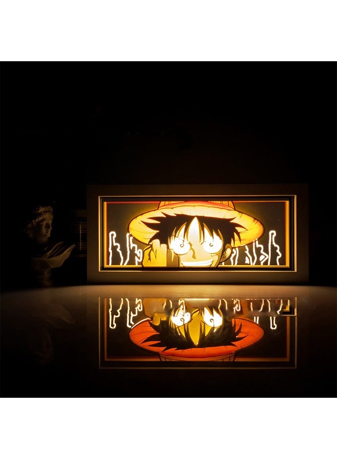 general Paper Carving Lamp One Piece Luffy Desktop Ornaments Paper-cut Lights Day-to-day Photo Frame Lights Bedroom Rooms Night Lights - Image 1