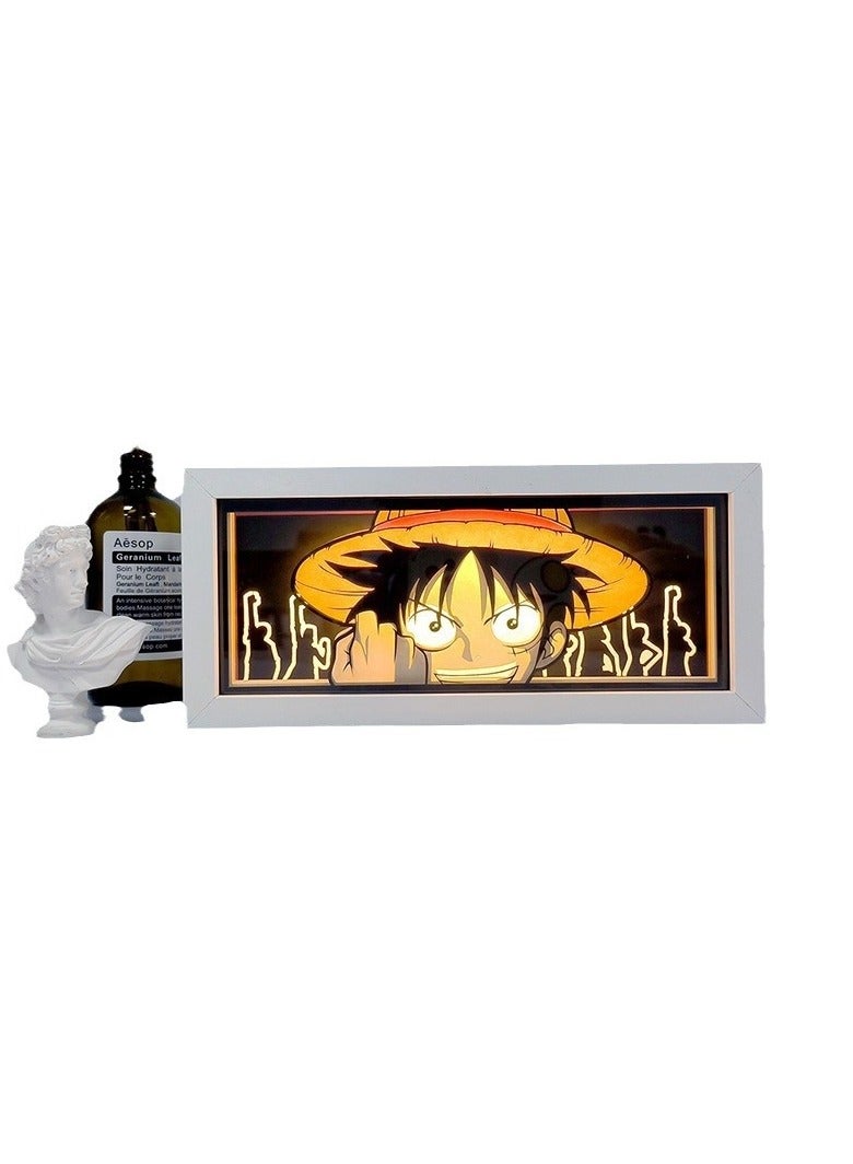 general Paper Carving Lamp One Piece Luffy Desktop Ornaments Paper-cut Lights Day-to-day Photo Frame Lights Bedroom Rooms Night Lights - Image 2