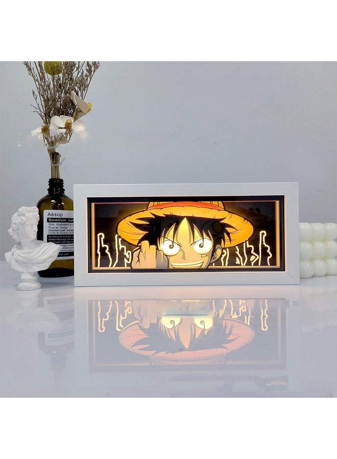 general Paper Carving Lamp One Piece Luffy Desktop Ornaments Paper-cut Lights Day-to-day Photo Frame Lights Bedroom Rooms Night Lights - Image 3