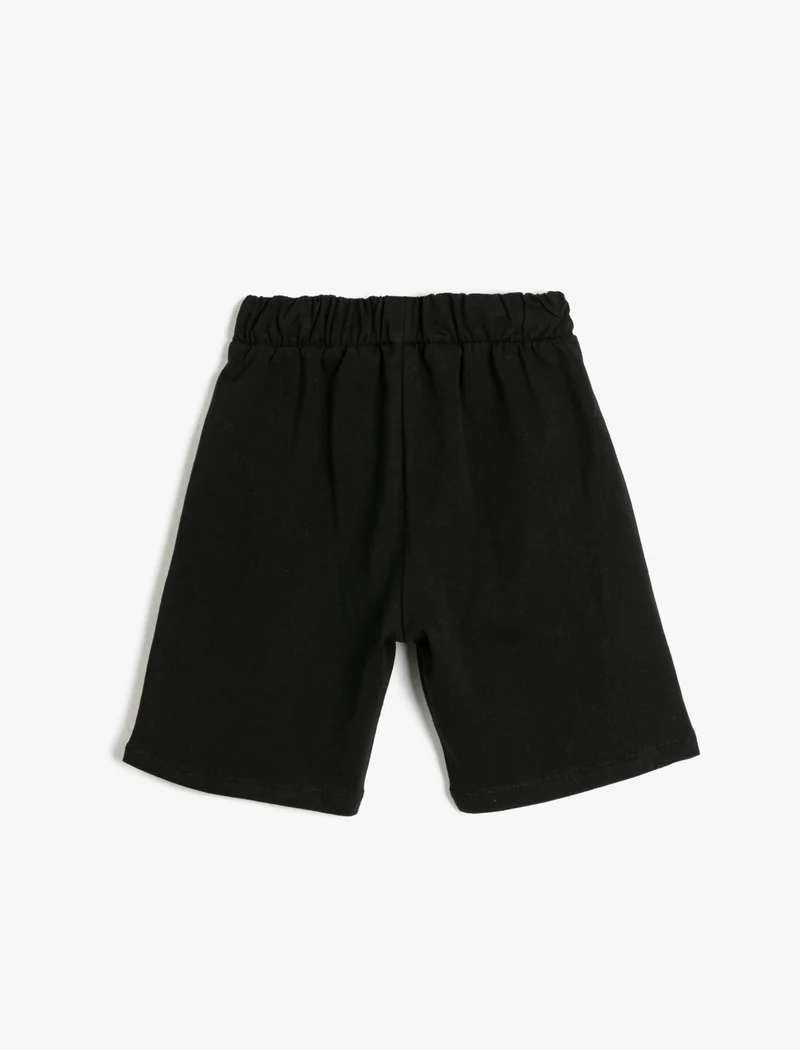 KOTON Elastic Waistband Shorts Pockets Printed Detail Cotton