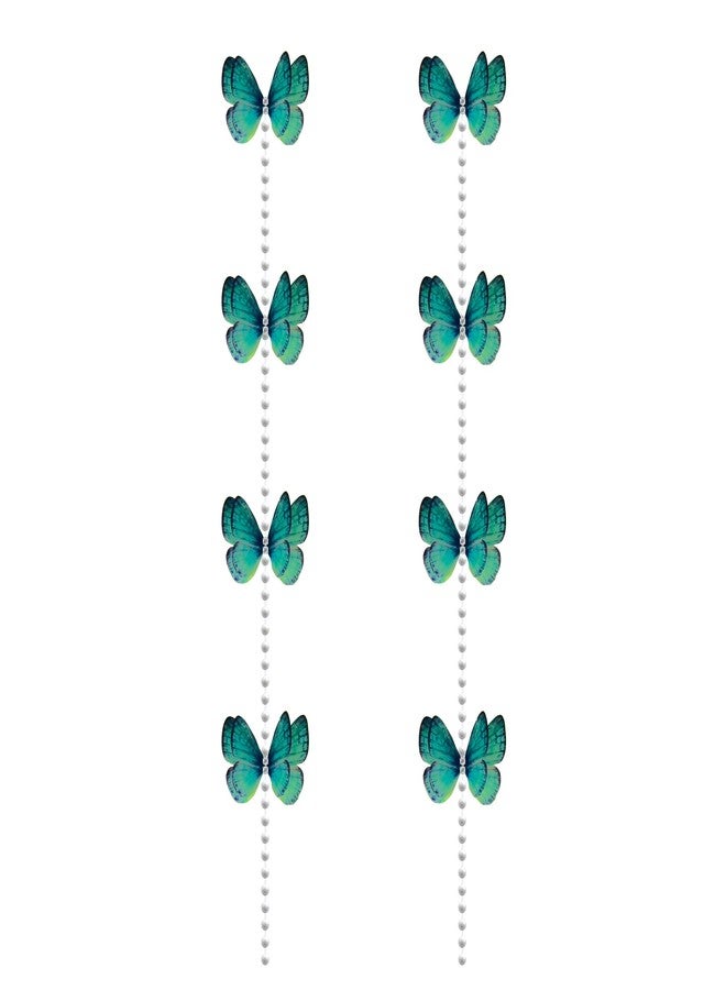 MILAPARK CRAFTS 2Pcs Butterfly Hair Extension, 16 Inches Long, Pearl Beaded Chain with Turquoise Butterflies, Clip-On for Braids and Ponytails, Random Colors - Image 1
