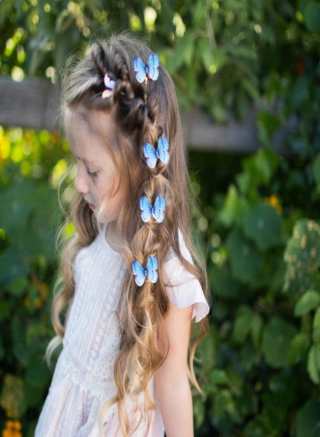 MILAPARK CRAFTS 2Pcs Butterfly Hair Extension, 16 Inches Long, Pearl Beaded Chain with Turquoise Butterflies, Clip-On for Braids and Ponytails, Random Colors - Image 4