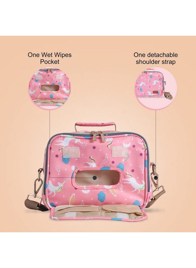 Motherly Mini Diaper Bag Hand Bag For Mothers For Casual Outings (Unicorn Pink) - Image 4