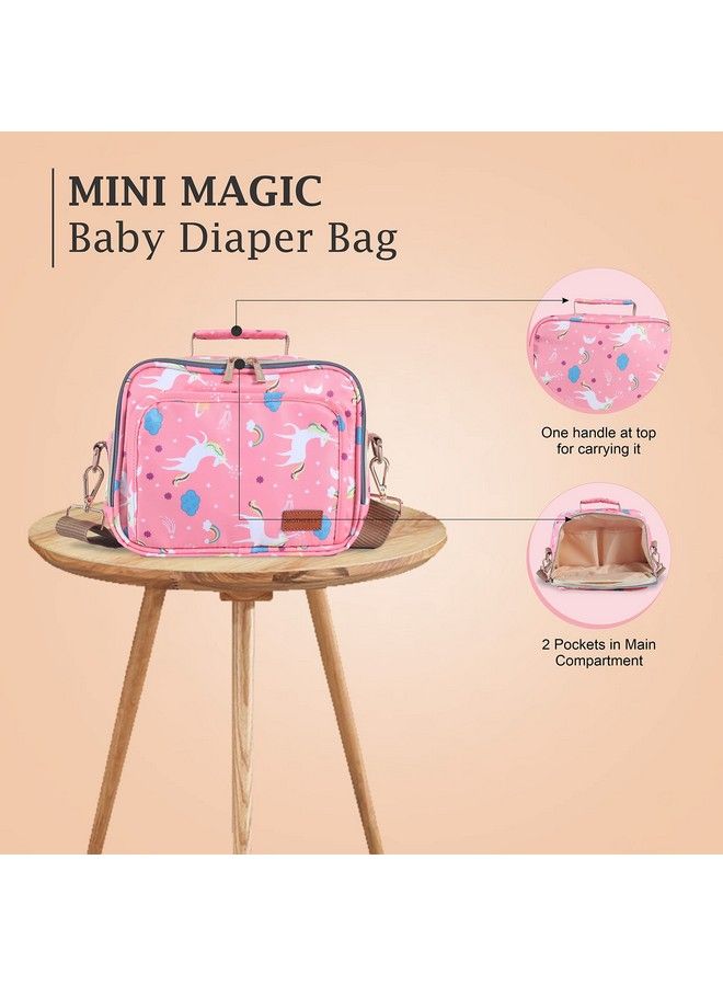 Motherly Mini Diaper Bag Hand Bag For Mothers For Casual Outings (Unicorn Pink) - Image 3