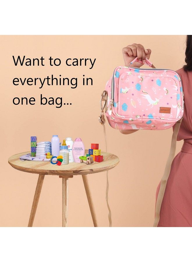 Motherly Mini Diaper Bag Hand Bag For Mothers For Casual Outings (Unicorn Pink) - Image 5