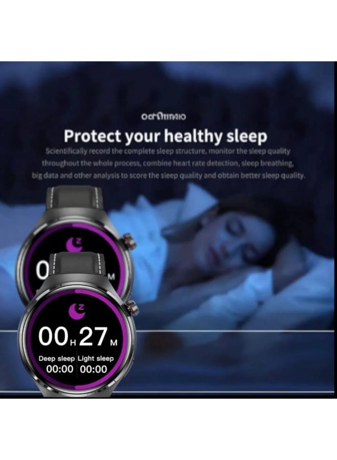 براندكود ساعة ذكية Rock56 مع 3 أحزمة قابلة للتبديل مراقبة معدل ضربات القلب والنوم وشاشة لمس كاملة منحنية وأنماط رياضية متعددة، مناسبة للرجال والنساء - Image 3