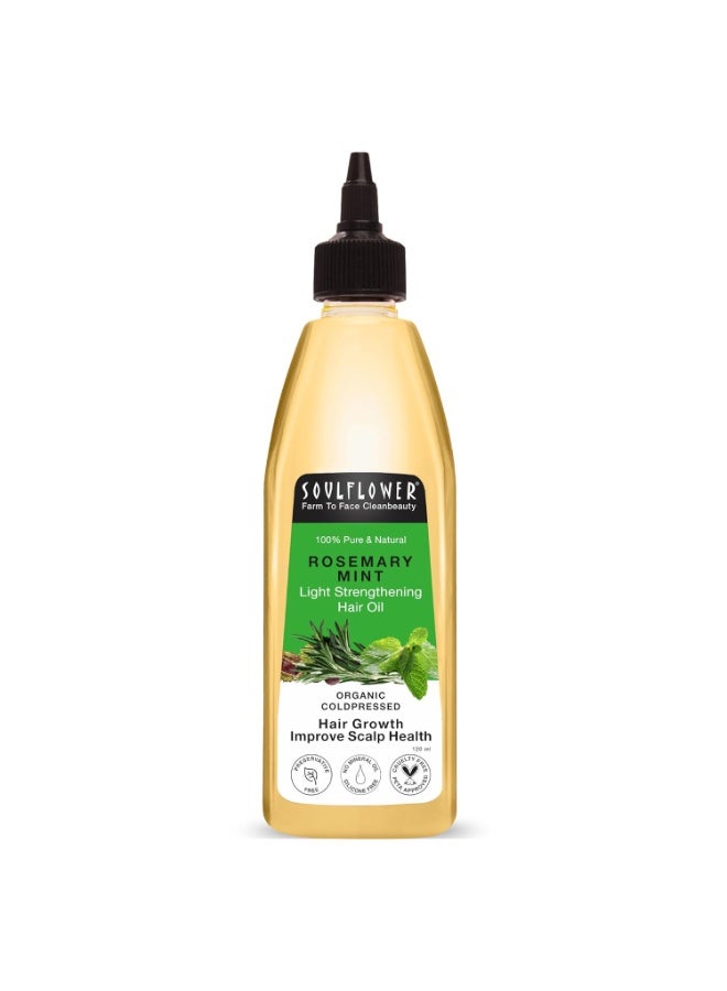 Soulflower Rosemary Hair Oil with Mint | Hair Growth, Hair Fall Control, Dandruff & Split Ends | With Amla, Argan, Castor Oil | Cooling Scalp for Men & Women | 100% Natural & Organic | 120ml - Image 1