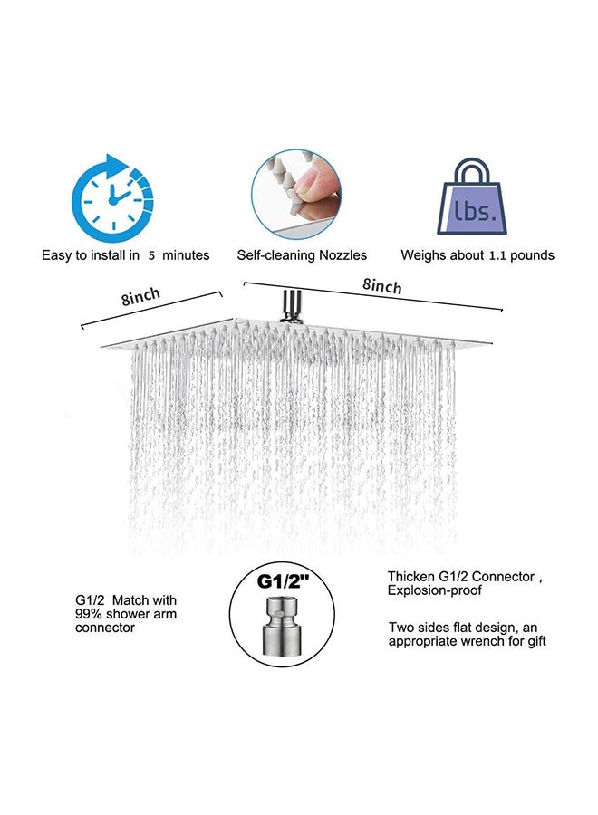 Pressure Rain Shower Head 100-Hold Silver 8inch - Image 4