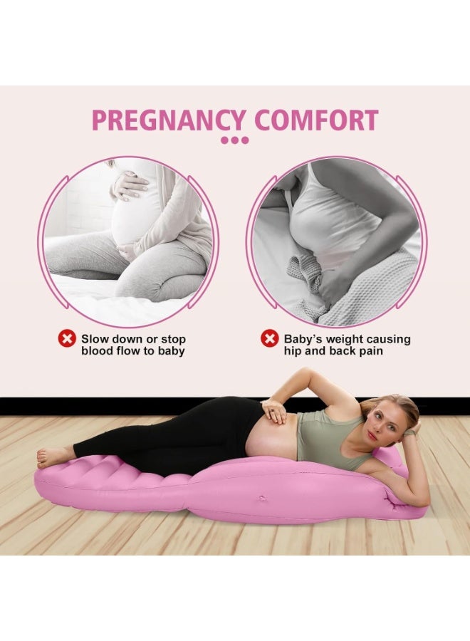 NANAO Pregnancy Mattress With an electric air pump, Inflatable Pregnancy Pillow for Stomach Sleeping, Full Body Maternity Float with Belly Hole, Relieves Back Pain & SPD, Portable Airbed for Pool, Beach, Yoga（Pink） - Image 4
