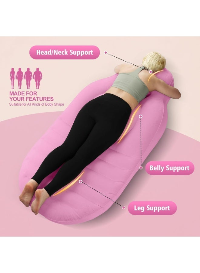 NANAO Pregnancy Mattress With an electric air pump, Inflatable Pregnancy Pillow for Stomach Sleeping, Full Body Maternity Float with Belly Hole, Relieves Back Pain & SPD, Portable Airbed for Pool, Beach, Yoga（Pink） - Image 3