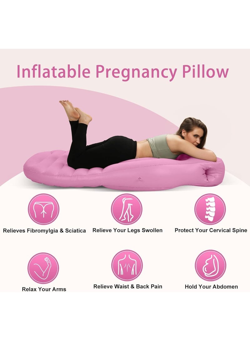 NANAO Pregnancy Mattress With an electric air pump, Inflatable Pregnancy Pillow for Stomach Sleeping, Full Body Maternity Float with Belly Hole, Relieves Back Pain & SPD, Portable Airbed for Pool, Beach, Yoga（Pink） - Image 2