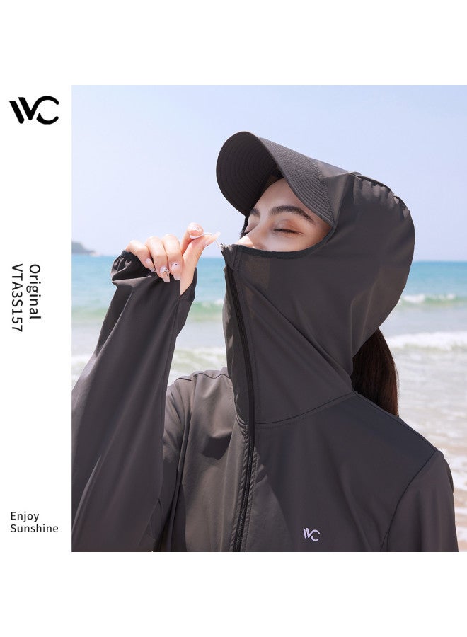 VVC أفضل بائع لحماية الشمس في الهواء الطلق】شال رياضي أنيق بغطاء رأس للنساء بأكمام طويلة - جاكيت خارجي نحيف - Image 3