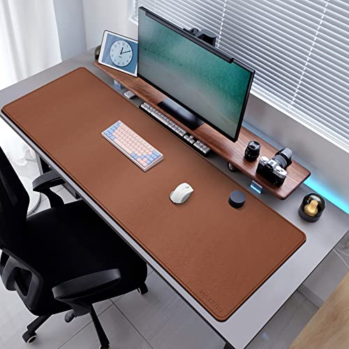 MAIDERN 55" x 24" Cork & Leather Desk Pad, Large XXL Mat, Full Mouse Pad, Dual Sided Protector for Gaming Home Office (Brown) - Image 5