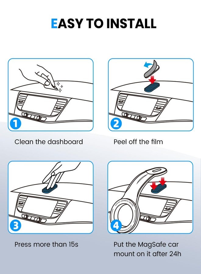 eSamcore [Size：2.83" X 1.77" 2 Pack Single-Sided 3M VHB Adhesive Pad with Loop Strip Replacement Only Compatible with Magsafe Car Mount Detachable【#253】 - Image 5