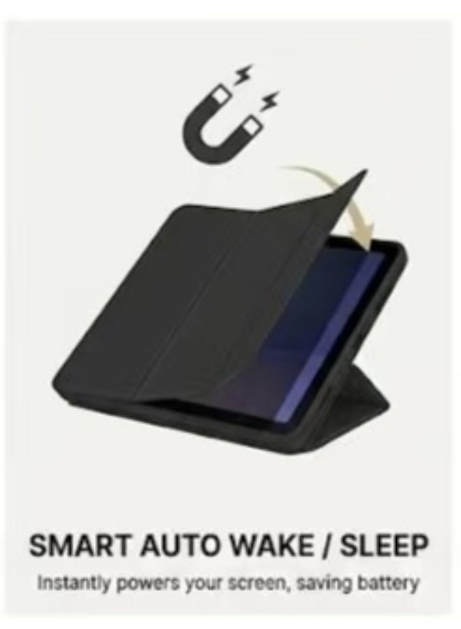Captaintech Premium Leather Flip Cover for Samsung Galaxy Tab S10 FE+ / S10 FE Plus 2025 - Smart Stand Hard Case with Stylus Pen Holder u0026 Auto Sleep/Wake Function, Black - Image 2