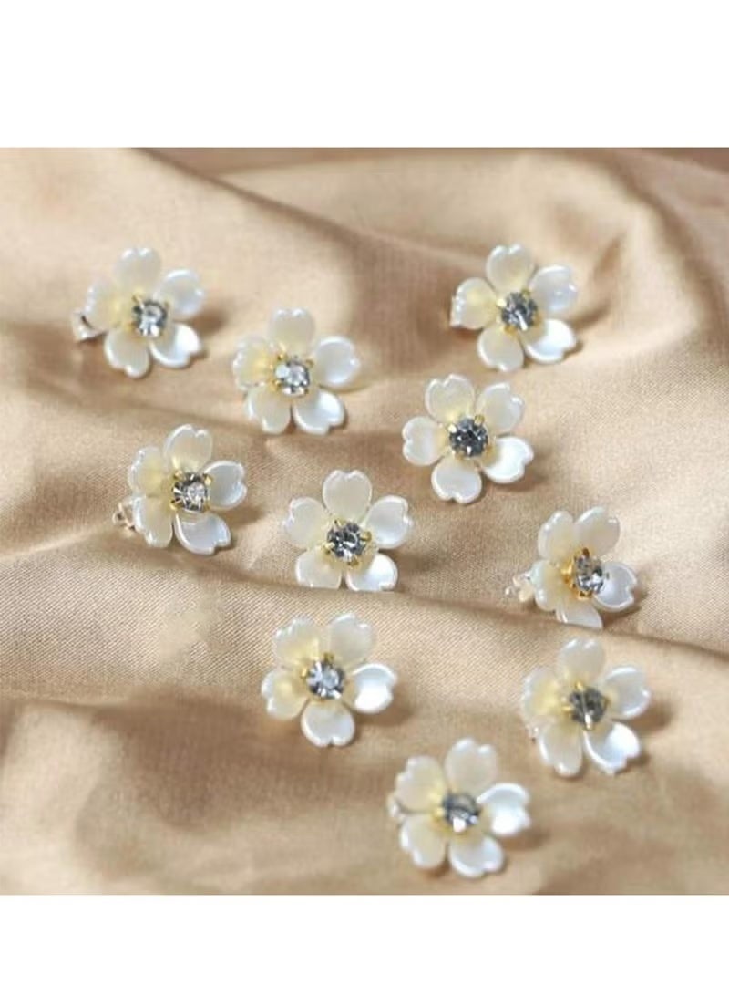 جيكومو 20-Piecs مشابك شعر زهرة ، مشابك شعر زهرة صغيرة مع مقاطع مخلب معدنية كريستالية ، مشابك شعر متلألئة غير قابلة للانزلاق إكسسوارات الشعر الجانبية للنساء والفتيات - Image 5