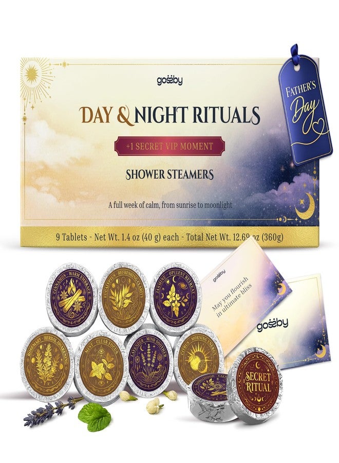 GOSSBY Shower Steamers Aromatherapy (9pcs) - Fathers Day Gift for Dad, Birthday Gifts for Women and Men, Self Care Relaxation Stress Relief Natural Essential Oils - Day & Night Rituals - Image 1