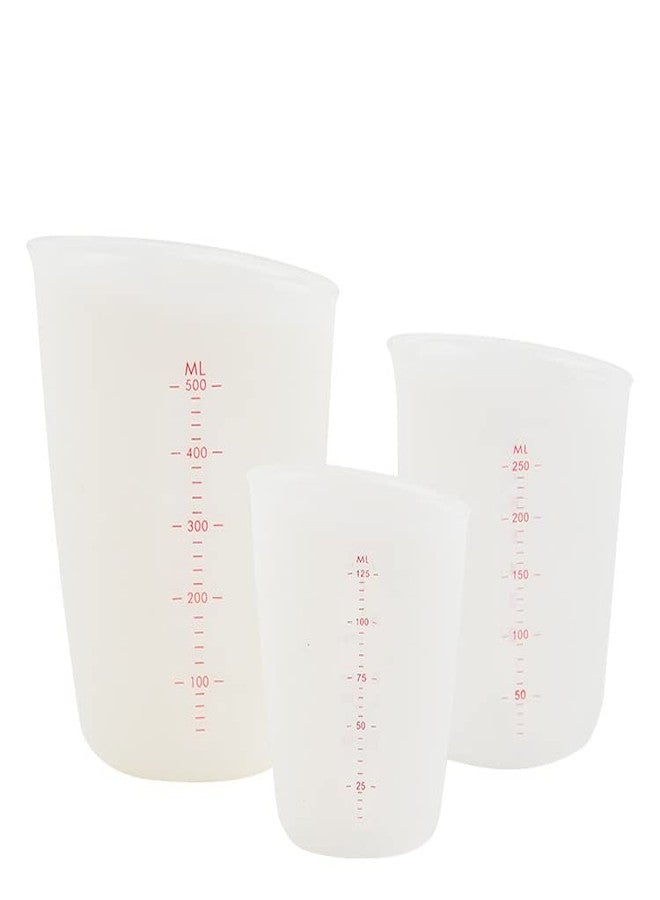 mocrcrel 3 PCS Silicone Flexible Measuring Cups,Melting Cups for Epoxy Resin,Butter,Chocolate and More,Squeeze and Pour Silicone Measuring Cup with Marking Ounce/ML - Image 2