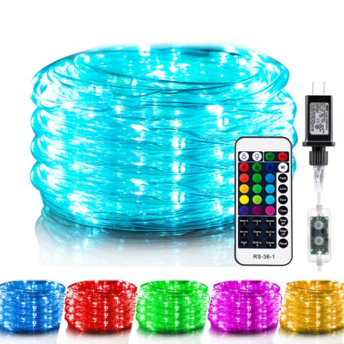 Minetom Color Changing Rope Lights Outdoor, 33FT 100 LED String Lights with Plug & Remote, Waterproof Christmas Light Outdoor Decoration, Twinkle Rope Light for Outside Indoor Bedroom,16 Colors - Image 1