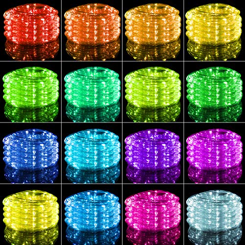 Minetom Color Changing Rope Lights Outdoor, 33FT 100 LED String Lights with Plug & Remote, Waterproof Christmas Light Outdoor Decoration, Twinkle Rope Light for Outside Indoor Bedroom,16 Colors - Image 2