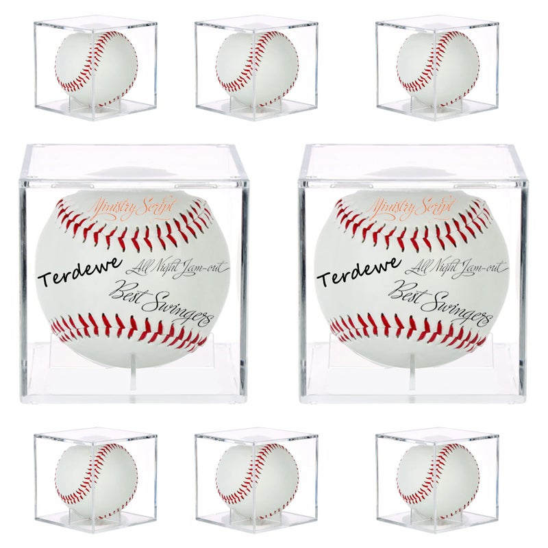 TERDEWE 8 Pack Baseball Display Case UV Protected Acrylic Boxes for DisplayClear Display Case Baseball Cube Memorabilia Showcase Autograph Ball Protector