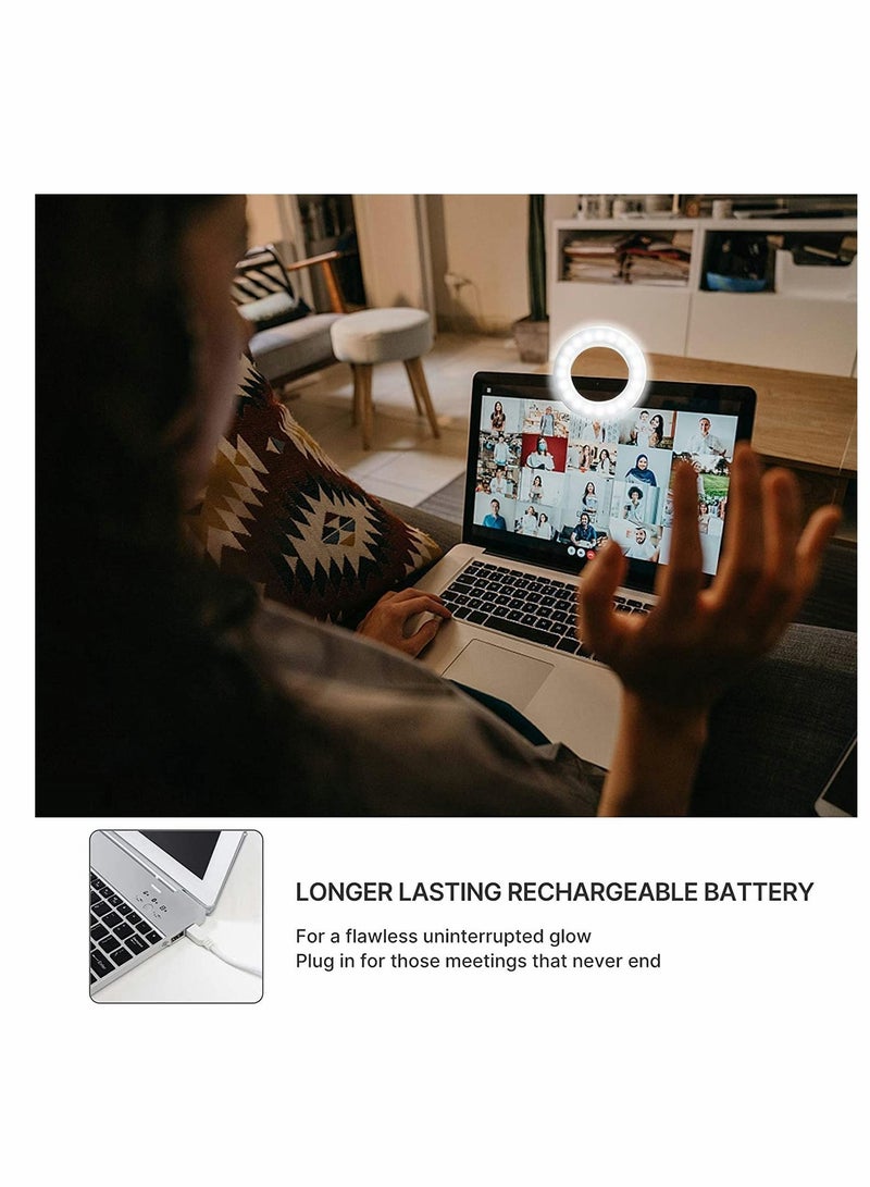 Zoom Call Light Laptop Light for Video Conferencing Phone Selfie Ring LED Circle Mini Call Self Broadcasting Live StreamingOnline Meeting Photography (White) - Image 3