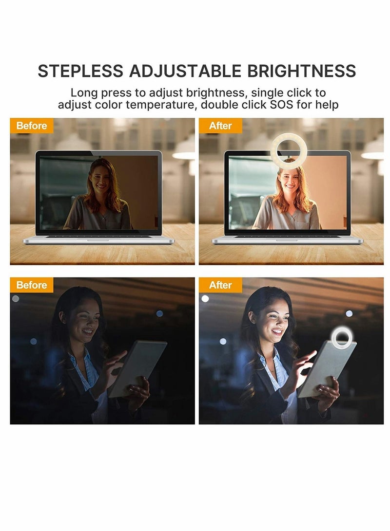 Zoom Call Light Laptop Light for Video Conferencing Phone Selfie Ring LED Circle Mini Call Self Broadcasting Live StreamingOnline Meeting Photography (White) - Image 2