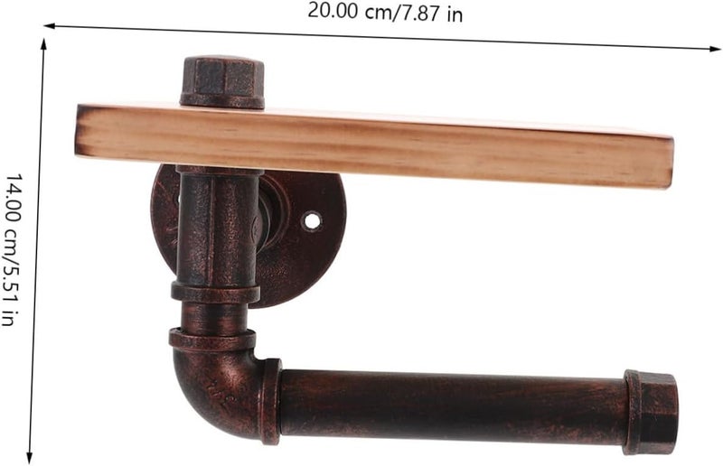 Industrial Style Toilet Paper Holder Wall-Mounted Floating Storage Shelf Retro Wood Design for Bathroom Multipurpose Roll Paper Rack Decorative Sundries Holder Random Color - Image 3