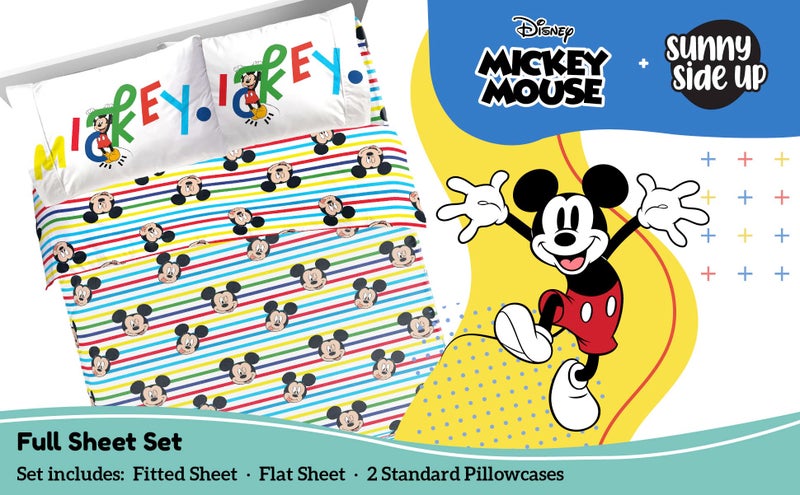 Sunny Side Up Sunny Side Up Disney Mickey Mouse Full Sheet Set - 4 Piece Kids Bedding Set includes Pillow Cover - Super Soft Microfiber Sheets  - Image 2