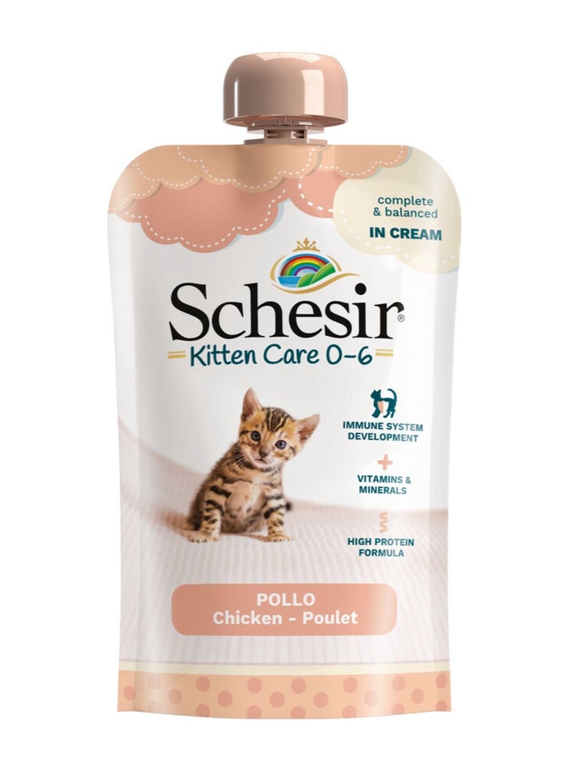 Schesir - Schesir Kitten Pouch Cream 0-6 Chicken Wet Food 150g(5pcs) - Image 1