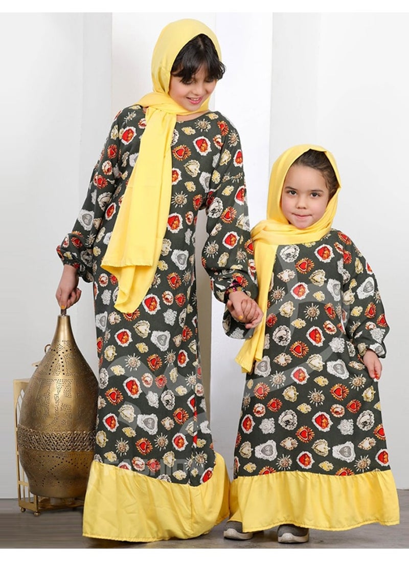فول جوي - اسدال صلاة  بناتي من القطن الفسكوز مع طرحة - Image 1