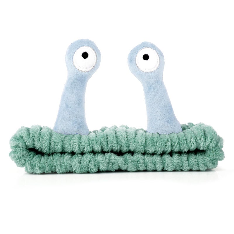 Molain Face Wash Headband, Palm and Snail Spa Hair Bands Makeup Headbands Women Cartoon Cute Coral Fleece Elastic Headband Creative Hair Accessories for Washing Face Shower Sports (Blue and Green) - Image 1