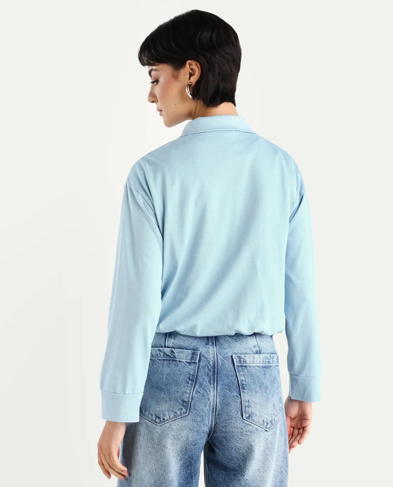 Rareism Women's Polo Collared Sweatshirt