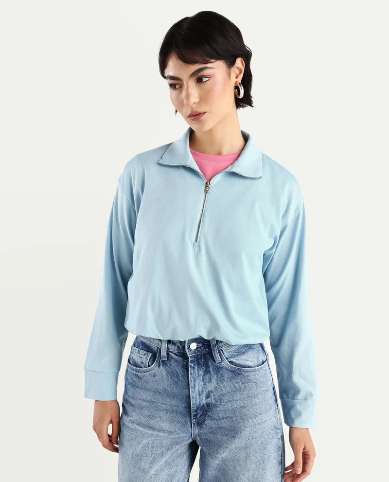 Rareism Women's Polo Collared Sweatshirt