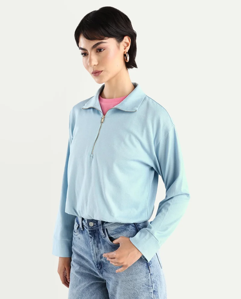 Rareism Women's Polo Collared Sweatshirt
