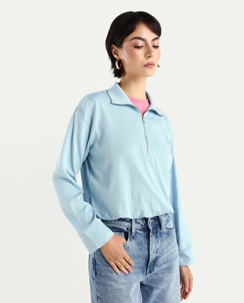 Rareism Women's Polo Collared Sweatshirt