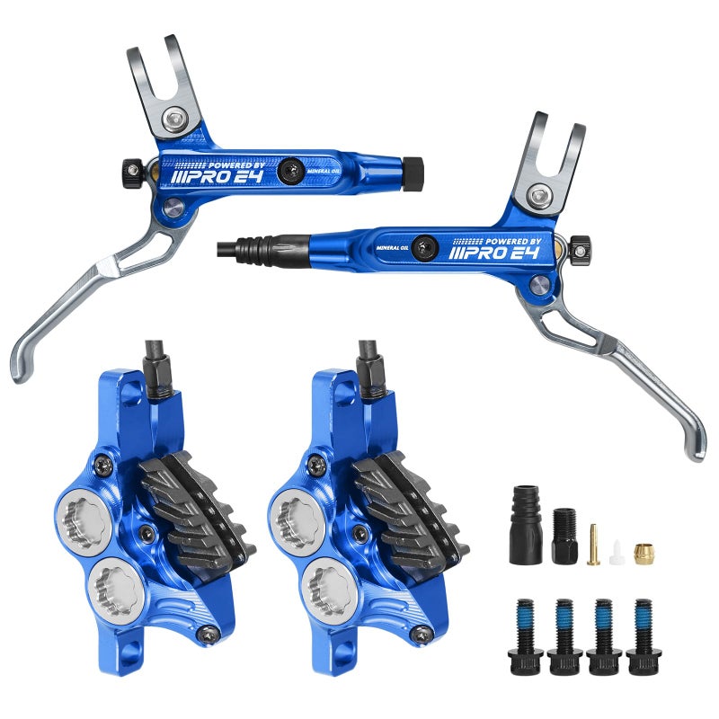 BUCKLOS IIIPRO E4 MTB 4 Pistons Mountain Bike Hydraulic Disc Brake Set Front 835mm and Rear 1550mm with Ceramic Brake Pad for Bicycle/E-Bike (Pre-Bled)â€¦ - Image 1