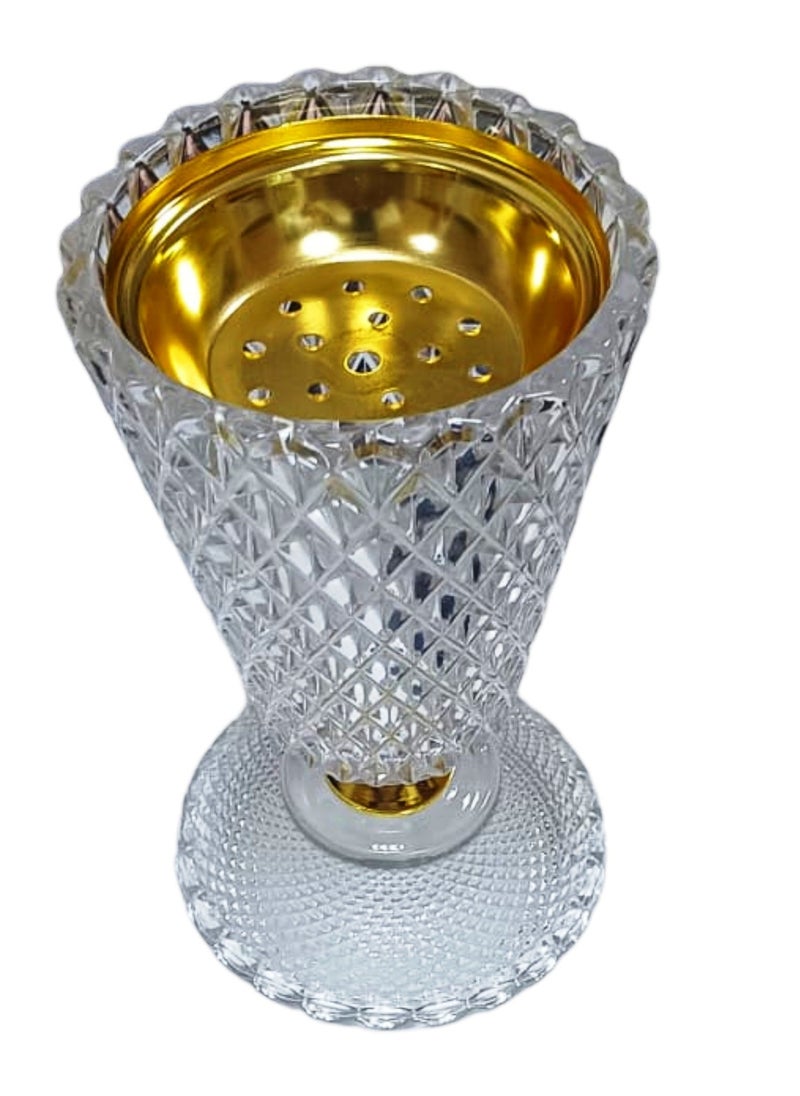 SAQOWARE - Crystal Finished Madkhan Bakhoor Burner | Incense Burner Clear | Crystal Glass Bakhoor Burner | Oud burner | Incense Bakhoor Charcoal Burner | Frankincense Burner | Madkhan | Mabkhara -Clear - Image 1