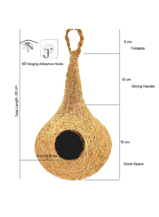 LIVEONCE Natural bhaya Bird nest for Cages and breeding for All Medium,Small Birds with self adheshive Hanging Hooks Pack of 6 - Image 4