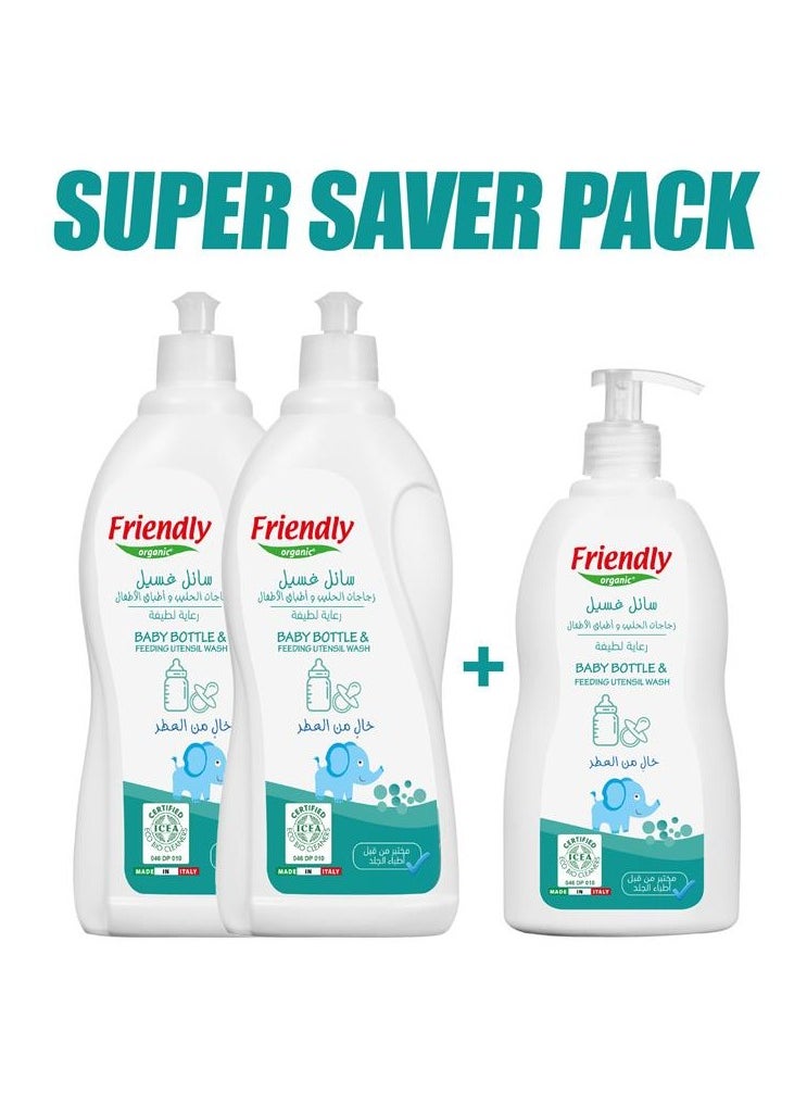 FRIENDLY ORGANIC Baby Bottle and Feeding Utensil Cleanser 1*500ml , 2*750ml Pack of 3, Fragrance-Free, Ideal for Cleaning Baby Bottles, Teats, and Accessories  - Image 2
