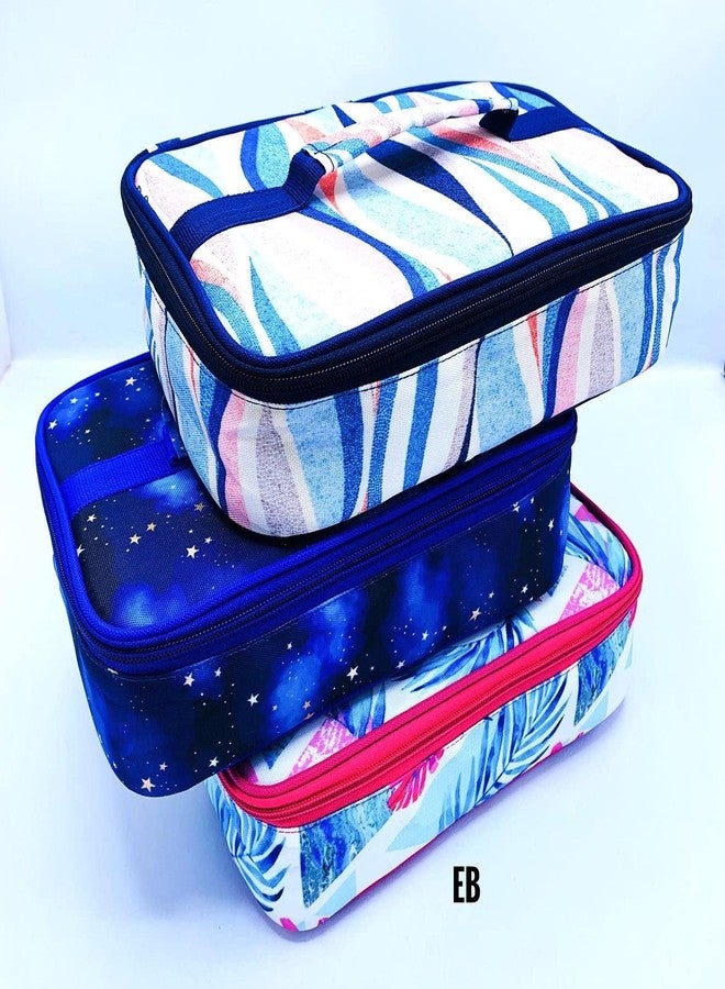 Echo Boomers Blue Colour Printed Insulated Tiffin Bento Lunch Large Bag with Multi Zipper Pockets - Image 4
