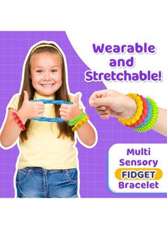 SMALL FISH Sensory Fidget Toys for Kids Adults - 4 Pack Stretchy Fidget Bracelet | Texture & Calming Autism Sensory Toys for Special Needs Autistic Children | Stress Relief, Calm Down Toy for Toddler Girls Boys  - Image 2