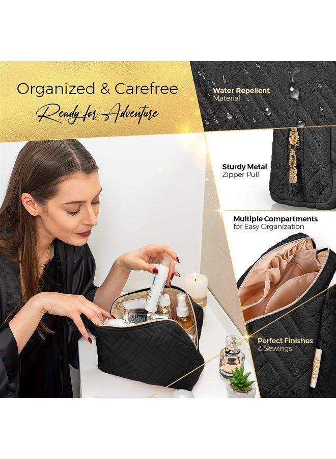 BOACAY Large Cosmetic & Makeup Bag, Zippered Makeup Pouch for Women, Travel Cute Organizer Suitable for Purse, Versatile Bag with Multiple Compartments for Makeup, Toiletries, Accessories - Image 2