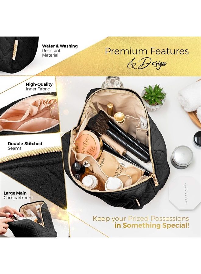 BOACAY Large Cosmetic & Makeup Bag, Zippered Makeup Pouch for Women, Travel Cute Organizer Suitable for Purse, Versatile Bag with Multiple Compartments for Makeup, Toiletries, Accessories - Image 5