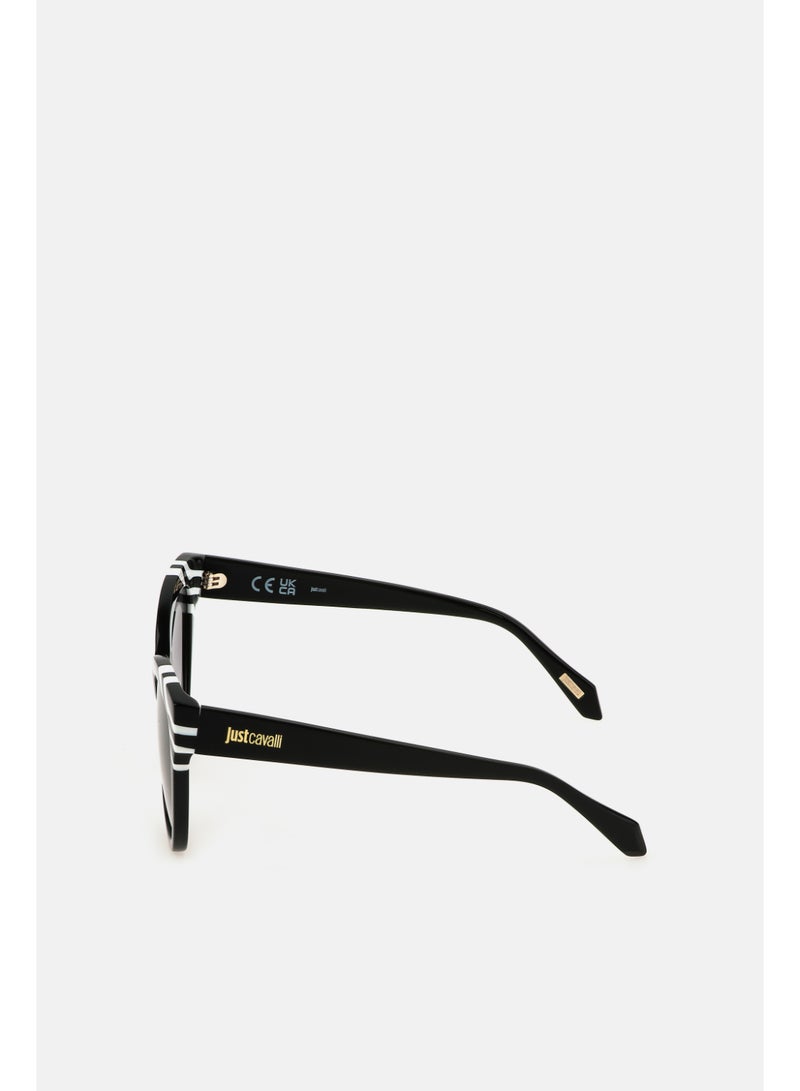 Just Cavalli نظارات شمسية من الأسيتات على شكل فراشة للنساء SJC043V550981 - حجم العدسة: 55 ملليمتر - باللون الأسود مع إطار أبيض - Image 3