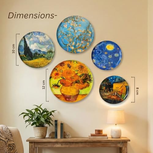 RITUALISTIC Van Gogh Wall Plate for home decor | Metal Iron wall decor items for living room |gifts for family & friends| home decor and house warming gift items | wall art & showpiece| Set of 5 - Image 2