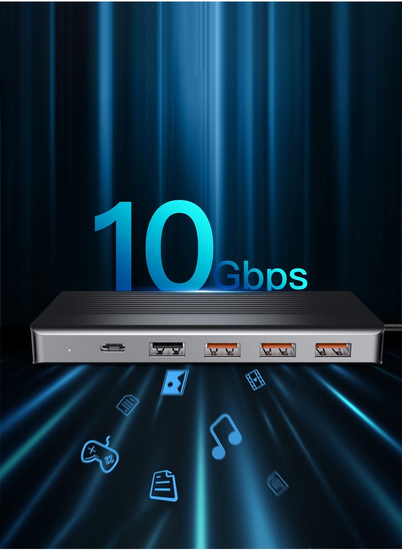 Powerology 13in1 USB-C Hub 4K HDMI Type-C 100W PD Ethernet USB SD MicroSD 3.5AUX - Dark Gray  - Image 4