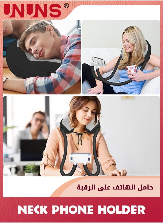Neck Phone Holder,Lazy Gooseneck Phone Pillow Holder Bracket,360° Rotate Phone Tablet Stand for 4"-10" Device