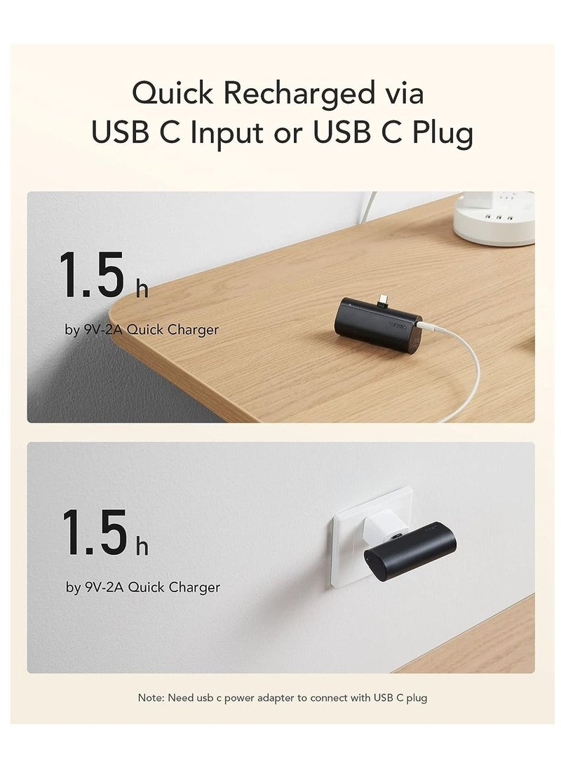 VEGER - Mini Portable Charger, 20W PD Fast Charging USB C Small Power Bank, 5000mAh Docking Battery Pack for Samsung Galaxy S22, S21, S20, S10, S9, Pixel, Moto, LG, Oculus Quest, Android (Type-C Port) - Image 1